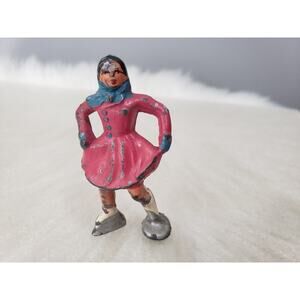 Vintage Barclay Girl Woman Ice Skater Red‎ and Blue Outfit Lead